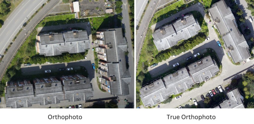Orthophoto vs. true orthophoto