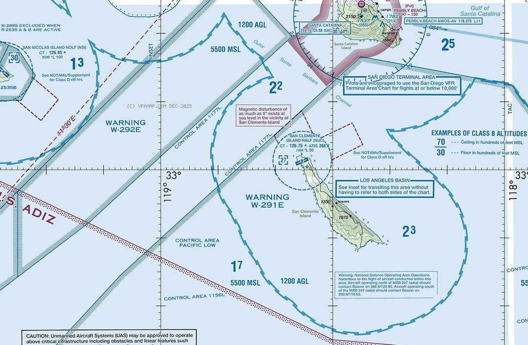 Blue zipper lines on an aviation sectional chart